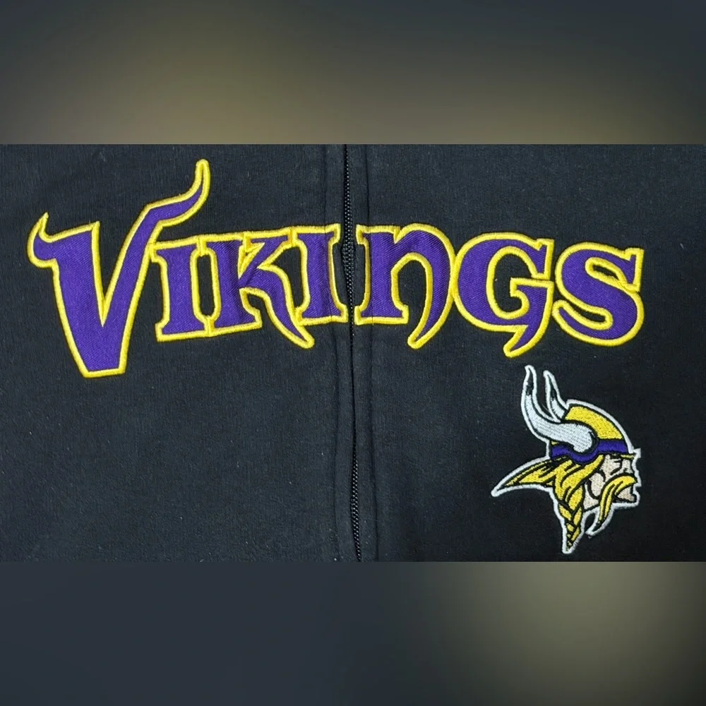 NFL Minnesota Vikings Youth Full Zip Hoodie Sweatshirt L/G 14–16 Black Purple